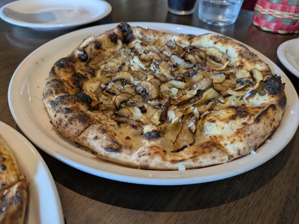 香り高いキノコがたっぷり乗った「pizza PORTO」のピザ