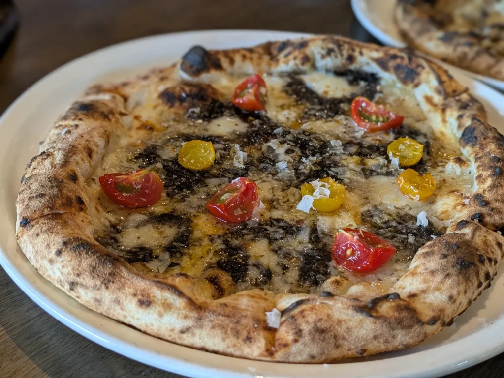 イカ墨とセミドライトマトを使った「pizza PORTO」の絶品ピザ